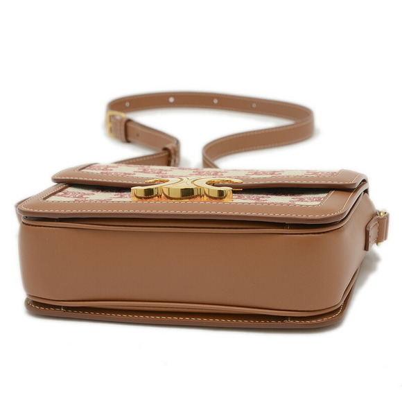 Celine Beige Shoulder Bag Canvas Leather Teen Triomphe Calf Tan - Picture 9 of 9